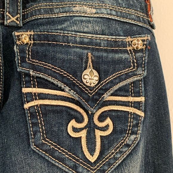 Rock Revival *Gwen Easy Boot* dark wash denim jeans western bling size 27 - Picture 10 of 16